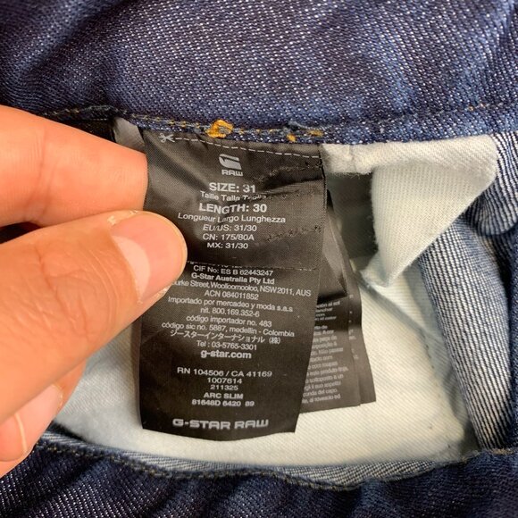 G Star Raw Mens Pants 31 Blue Denim Jeans Arc Slim Tapered Dark Wash 31x29 - Picture 9 of 16